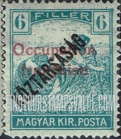 FindYourStampsValue: OCCUPATION STAMPS - Harvesting Wheat: Overprinted “Koztarsasag”