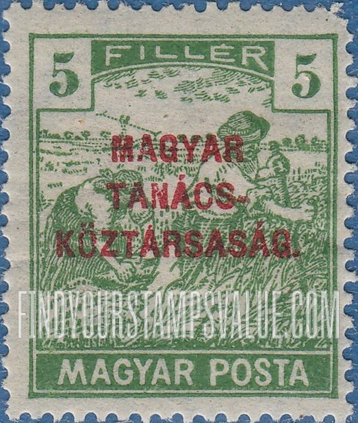 FindYourStampsValue: Harvesting Wheat: Stamps of 1919 Overprinted in Red