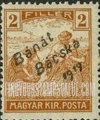 FindYourStampsValue: Issued under Serbian Occupation - Harvesting Wheat: Hungarian Stamps of 1913-19 Overprinted in Black