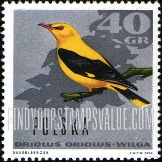 FindYourStampsValue: Forest Birds: European golden oriole