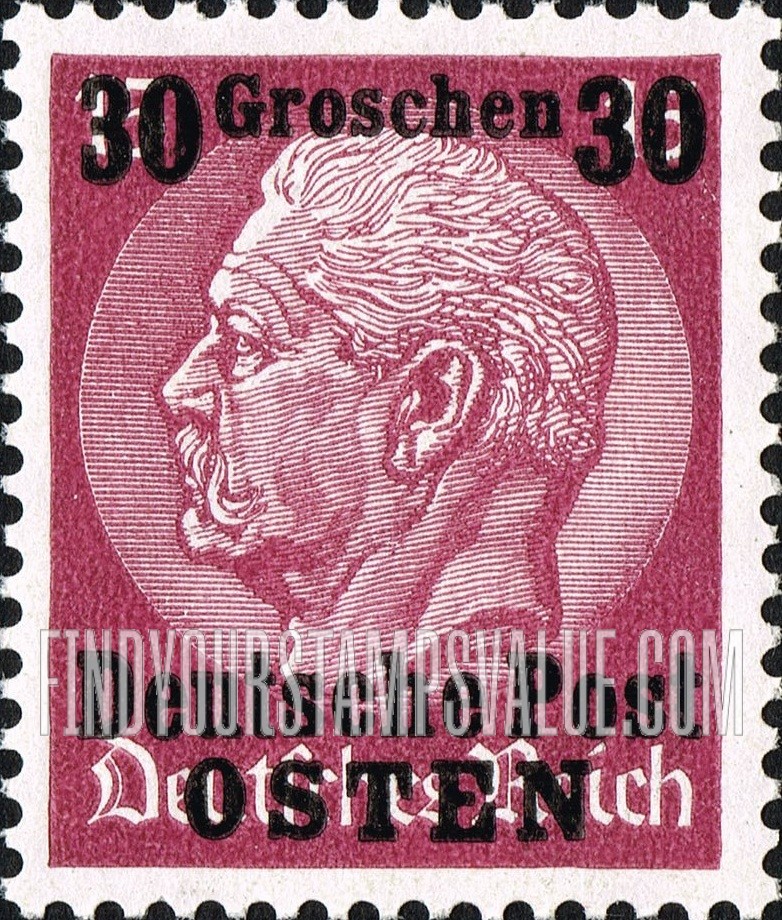 FindYourStampsValue: OCCUPATION - Hindenburg: German Stamps of 1934 Surcharged in Black