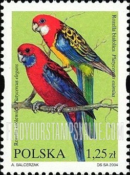 FindYourStampsValue: Birds: Platycercus elegans, Platycercus eximius