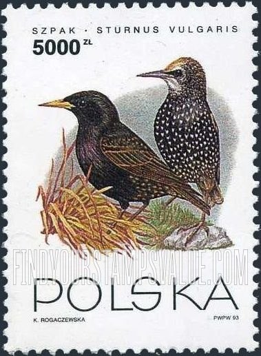 FindYourStampsValue: Birds: Sturnus vulgaris
