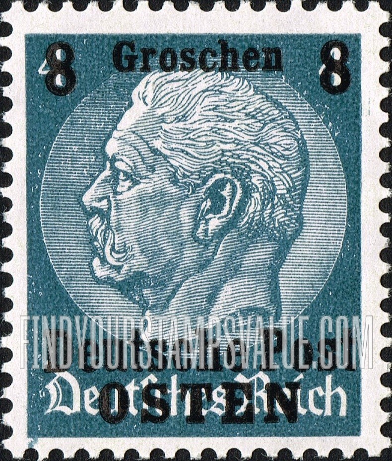 FindYourStampsValue: OCCUPATION - Hindenburg: German Stamps of 1934 Surcharged in Black