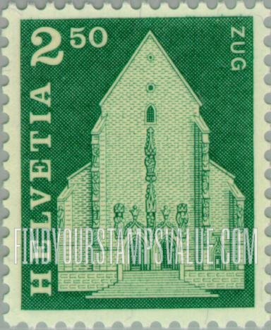 FindYourStampsValue: Federal Administration, Regular, 1960-63: St. Oswald’s Church, Zug