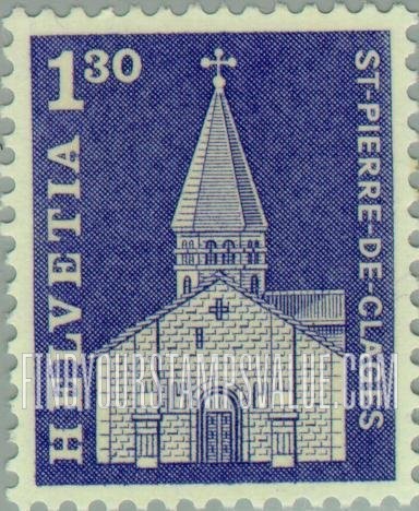 FindYourStampsValue: Federal Administration, Regular, 1960-63: Church of St. Pierre de Clages