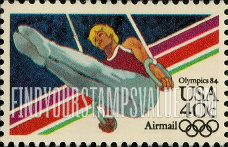 FindYourStampsValue: Air Post: SUMMER OLYMPICS, LOS ANGELES 1984 - Men's Gymnastics