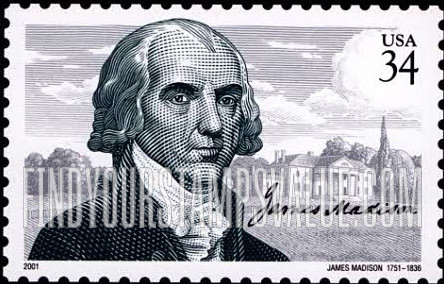 FindYourStampsValue: JAMES MADISON - Madison and His Home, Montpelier