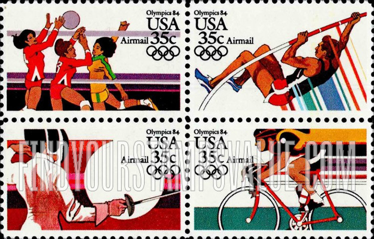 FindYourStampsValue: Air Post: SUMMER OLYMPICS, LOS ANGELES 1984