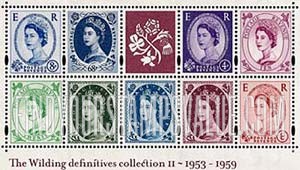 Great Britain (United Kingdom): Queen Elisabeth, Souvenir Sheet of 9 Stamps + Label