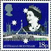 FindYourStampsValue: Great Britain (United Kingdom): Australia Bicentennial - British and Australian Parliaments, Queen Elizabeth II