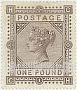 Great Britain (United Kingdom): Queen Victoria - One Pound Brown Lilac