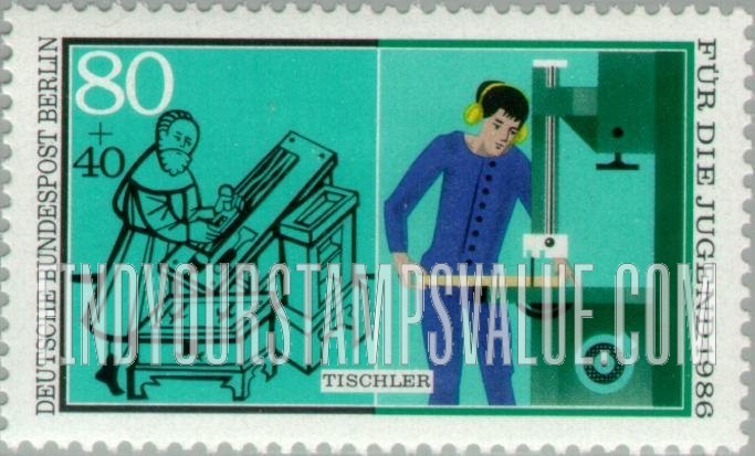 FindYourStampsValue: OCCUPATION SEMI-POSTAL - Vocational Training Type of 1986: Carpenter