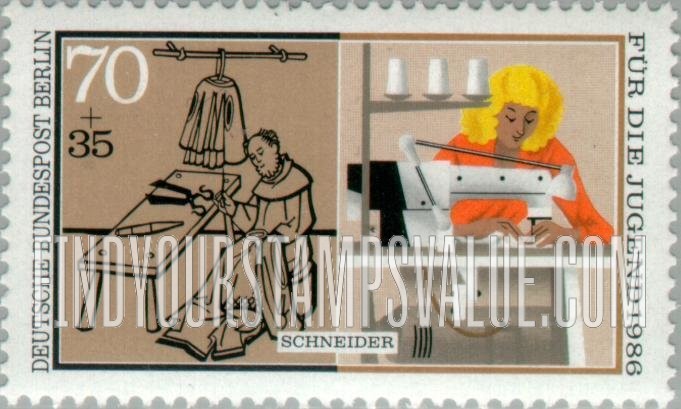 FindYourStampsValue: OCCUPATION SEMI-POSTAL - Vocational Training Type of 1986: Tailor