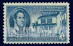 FindYourStampsValue: INDIANA TERRITORY SESQUICENTENNIAL - Gov.William Henry Harrison and First Indiana Capitol, Vincennes