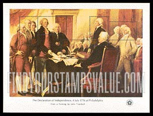 AMERICAN BICENTENNIAL, Souvenir sheet of 5 stamps