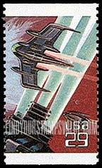 SPACE FANTASY - Space craft with long wings, booklet stamp