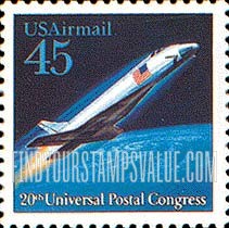 FindYourStampsValue: Air Post: 20th UPU CONGRESS - Futuristic Spacecraft