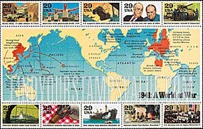 WORLD WAR II, Block of 10 stamps