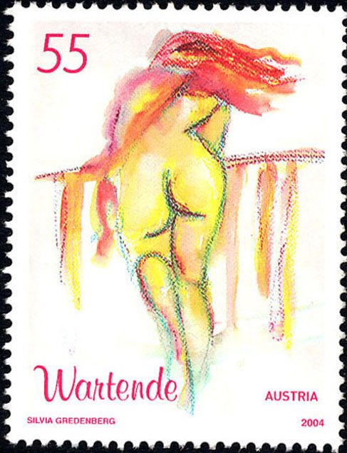 Exquisite Austrian stamp - Woman waiting