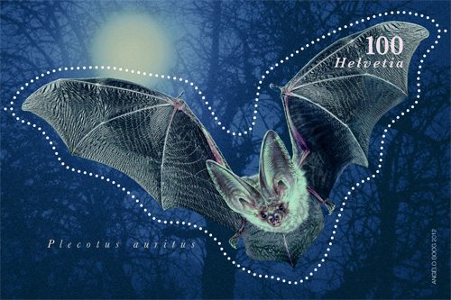 Bat shaped stamp from Switzerland Bat shaped stamp from Switzerland