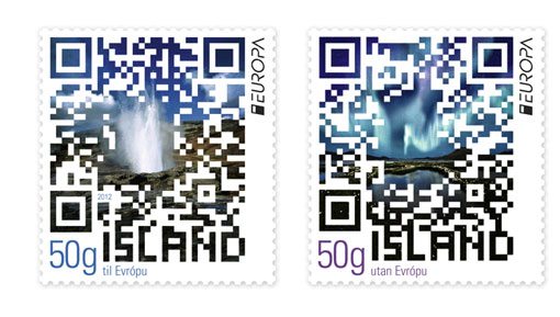 Visit Iceland stamp with the QR-code Visit Iceland stamp with the QR-code
