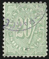 1908 Australian 20 shilling postage due stamp to lead auction